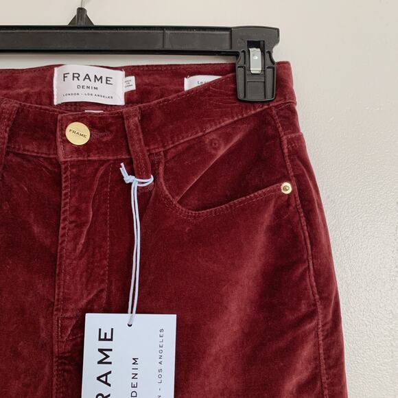 Maroon Pinot FRAME Denim Le High Skinny Velveteen Jeans 24 - Picture 3 of 8